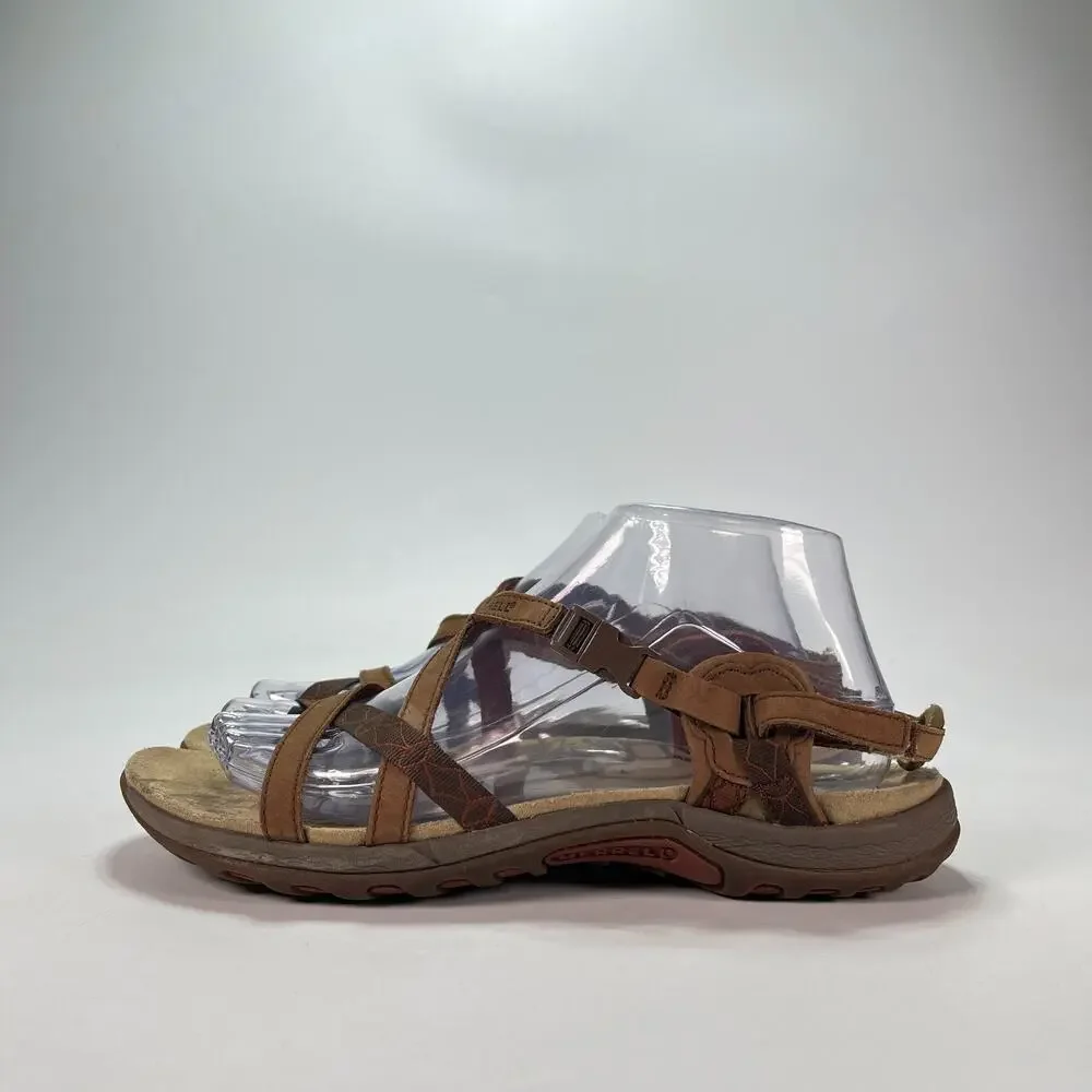 Merrell Jacardia Dark Earth Leather Strappy Sandals Outdoor Women’s Size 9